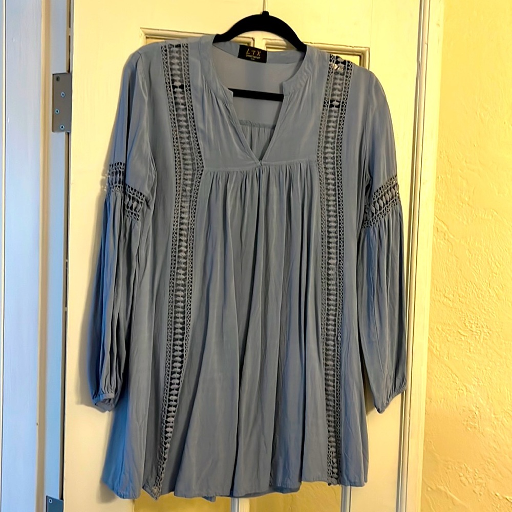 Boho Light Blue Tunic Top